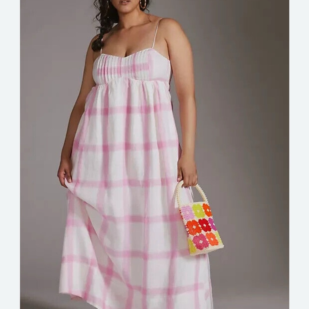 Pink and White Checkered Maxi Dress